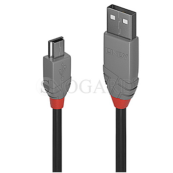 Lindy 36720 Anthra Line USB 2.0 Typ-A an Mini-B Kabel 20cm schwarz