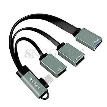 LogiLink UA0361 Kabelpeitsche USB-Hub 1x USB-A 3.0/2x USB-A 2.0 gewinkelt