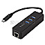 LogiLink UA0283 USB-C 3-Port Hub mit Gigabit Ethernet schwarz