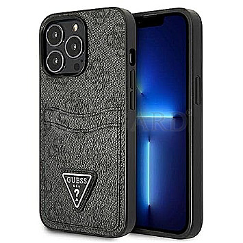Guess GUHCP13XP4TPK Hard Cover 4G Saffiano Double Card Black iPhone 13 Pro Max