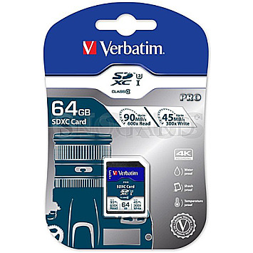 64GB Verbatim 47022 Pro U3 SDXC Class 10