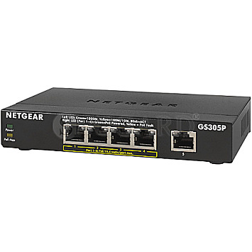 Netgear GS305Pv2 SOHO Desktop Gigabit Switch 5 Port 63W PoE+