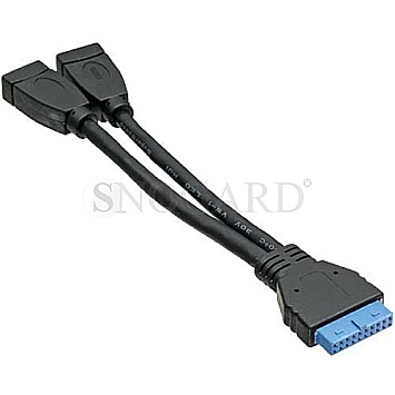 InLine 33445I 2x Buchse A auf Pfostenanschluss USB 3.0 Adapterkabel (19-polig)