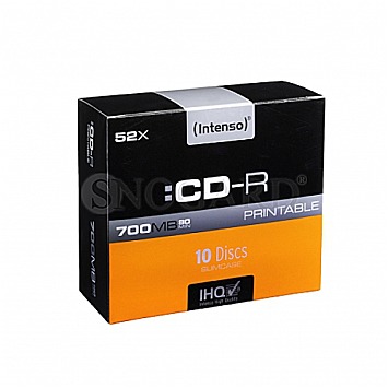 Intenso CDR80 CD-R Rohlinge 52x Speed, 700MB, 10er Slimcase Printable