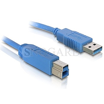 USB-Kabel Delock Anschl. USB 3.0 AB St/St 1.0m blau