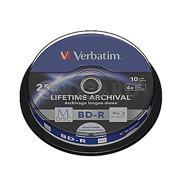 Verbatim 43825 BD-R M-DISC 25GB/6x (10 Disc) Cakebox