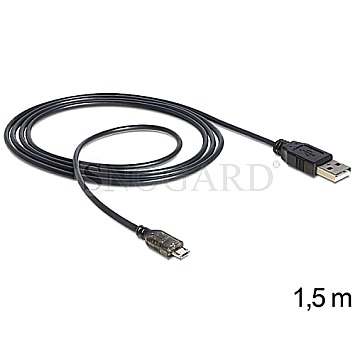 DeLock USB micro-B/USB-A 1.5m Ladekabel LED Anzeige