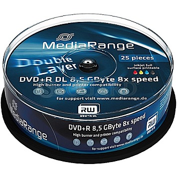 MediaRange DVD+R 8.5GB DL 8x 25er Spindel printable
