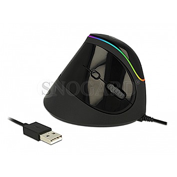 DeLOCK 12597 Ergonomische USB Maus vertikal RGB USB schwarz