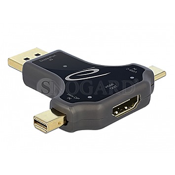 DeLOCK 64060 3in1 Monitoradapter mit USB-C/DP/miniDP auf HDMI 4K 60Hz schwarz