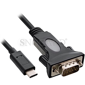 InLine 33308I Seriell Anschlusskabel 9pol Buchse auf USB-C Stecker 30cm schwarz