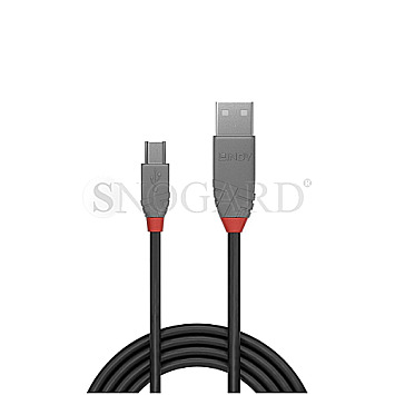 Lindy 36725 Anthra Line USB 2.0 Typ-A an Mini-B Kabel 5m schwarz