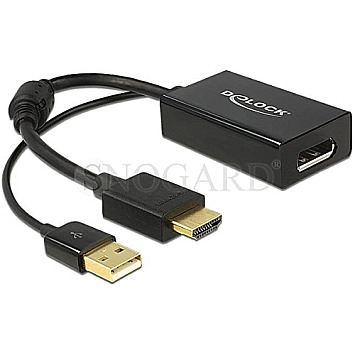 DeLOCK 62667 Adapterkabel HDMI-A Stecker -> Displayport 1.2 Buchse 25cm schwarz