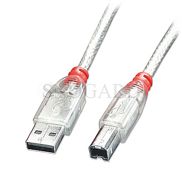 Lindy 41753 USB 2.0 Kabel Typ A/B 2m transparent