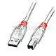 Lindy 41753 USB 2.0 Kabel Typ A/B 2m transparent