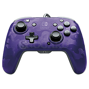 PDP Faceoff Deluxe + Audio Wired Controller Purple Camo for Switch