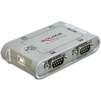 DeLOCK 87414 USB 2.0 to 4x Serial RS232 DB9 Adapter silber