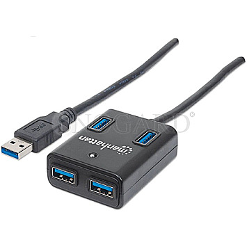 Manhattan 162296 USB 3.0 HUB 4-Port USB 3.0 schwarz