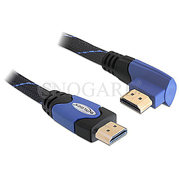 DeLOCK 82957 High Speed HDMI 1.4 mit Ethernet 4K links gewinkelt 3m schwarz/blau