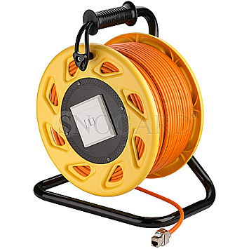 Goobay 58938 Kabeltrommel S/FTP CAT7 Rohkabel 90m orange