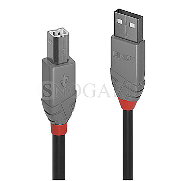 Lindy 36670 Anthra Line USB 2.0 Typ-A/B 20cm schwarz/grau