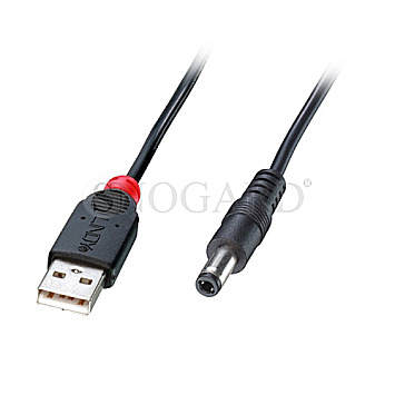 Lindy 70268 USB-Stromkabel USB 2.0 Typ-A Stecker / DC Stecker 5.5mm 1.5m schwarz