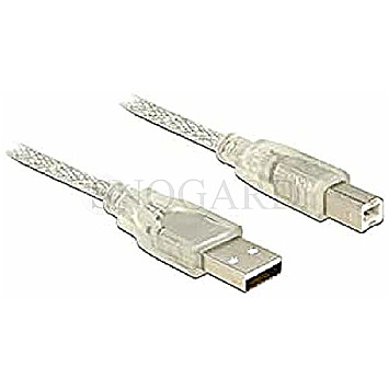 DeLOCK 83896 USB 2.0 Typ-A Stecker / USB 2.0 Typ-B Stecker 5m transparent