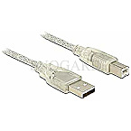 DeLOCK 83896 USB 2.0 Typ-A Stecker / USB 2.0 Typ-B Stecker 5m transparent