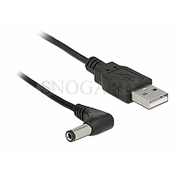 DeLOCK 85588 Stromkabel USB Typ-A -> DC 5.5x2.5 gerade/abgewinkelt 1.5m schwarz