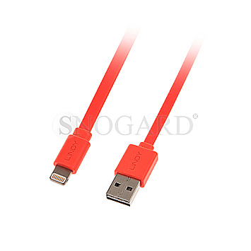Lindy 31394 Flachbandkabel USB Typ-A / Lightning 1m rot