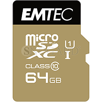 64GB Emtec Gold+ R85/W21 microSDXC UHS-I U1 Class 10 Kit