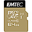 64GB Emtec Gold+ R85/W21 microSDXC UHS-I U1 Class 10 Kit