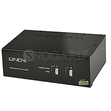 Lindy 39302 KVM Switch Pro 2 Port DVI Dual-Link Dual Head Audio schwarz