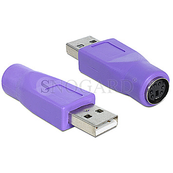 DeLOCK 65461 PS/2 Buchse -> USB-A Stecker Adapter violett