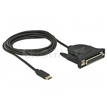DeLOCK 62980 USB Typ-C 2.0 Stecker -> Parallel DB25 Buchse Adapter 1.8m schwarz