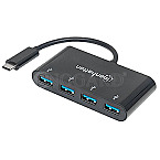 Manhattan 162746 USB-C 3.1 Gen 1 Typ C-Hub 4 USB Typ A-Port schwarz