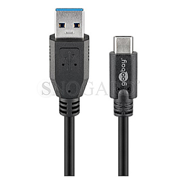 Goobay 51754 USB-C auf USB 3.0 Stecker Sync- & Ladekabel SuperSpeed 50cm schwarz