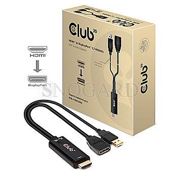 Club 3D CAC-1331 HDMI 2.0 -> DP 1.2 4K 60Hz HDR Adapter aktiv 25cm schwarz