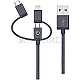 RealPower 255648 USB 2.0 Typ-A / USB Micro-B+USB-C+Lightning Kabel 1m grau