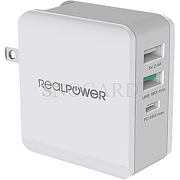 Ultron 306837 RealPower DeskCharge-65 Trave 3-Port 65 Watt USB Ladeadapter