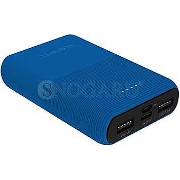 Terratec 282269 Powerbank P100 Pocket Daphne 10.000mAh 2xUSB/Micro-USB blau