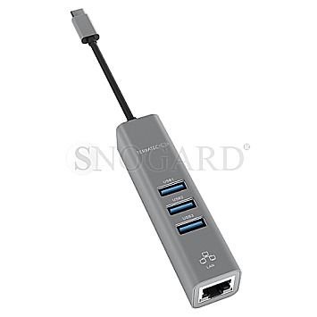Terratec 251735 Connect C2 USB-C mit Gigabit LAN und USB 3.0 Hub Adapter silber