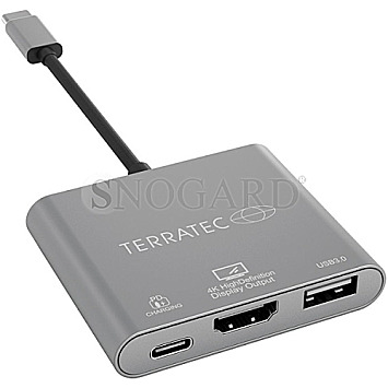 Terratec 251736 Connect C3 USB-C mit USB-C PD, HDMI und USB 3.0 Adapter silber