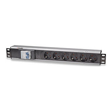 Intellinet 711432 1.5U Rackmount Aluminium Steckdosenleiste 6-fach schwarz/grau