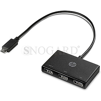 HP Z6A00AA USB-C Stecker/3x USB-A Buchse 3 Port Hub schwarz