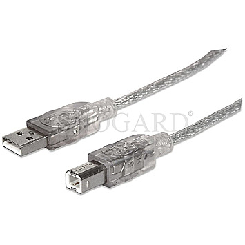 Manhattan 345408 USB 2.0 Typ-A Stecker -> USB 2.0 Typ-B Stecker 5m klar/silber