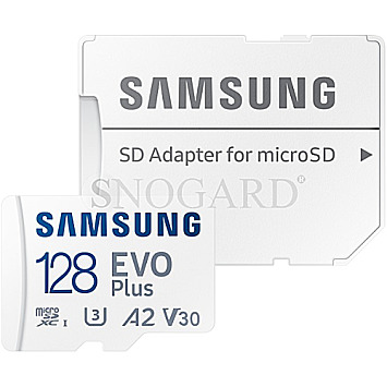 128GB Samsung EVO Plus 2021 R130 V30 microSDXC UHS-I U3 A2 Class 10 Kit