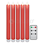 Goobay 53943 5er-Set rote LED Echtwachs Stabkerzen inkl. Fernbedienung