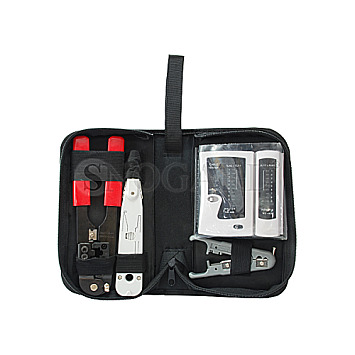 Equip 129506 Netzwerk Werkzeug Etui RJ45 Crimp + LAN Tester schwarz