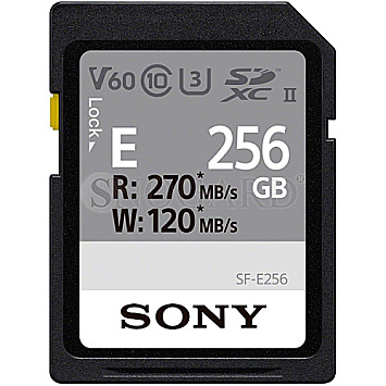 256GB Sony SFE256 SF-E Series R270/W120 SDXC UHS-II U3 Class 10 V60 schwarz